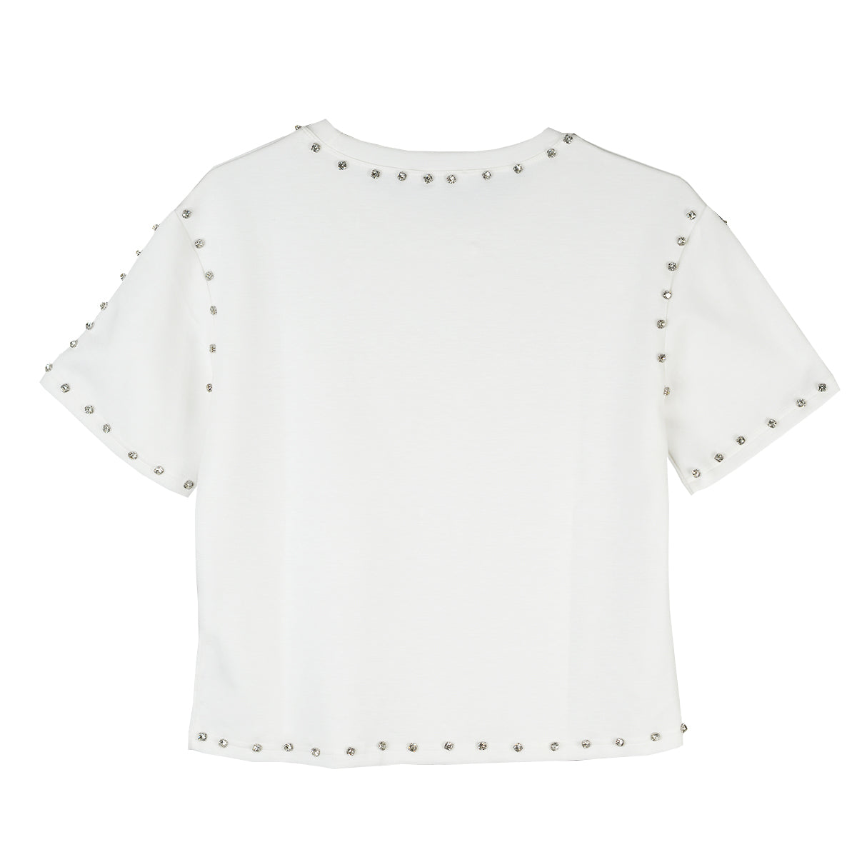 Texas Longhorn Capri Designs Sequin Script Jeweled Short Sleeve Tee (KW11TEX2408)(Off White)