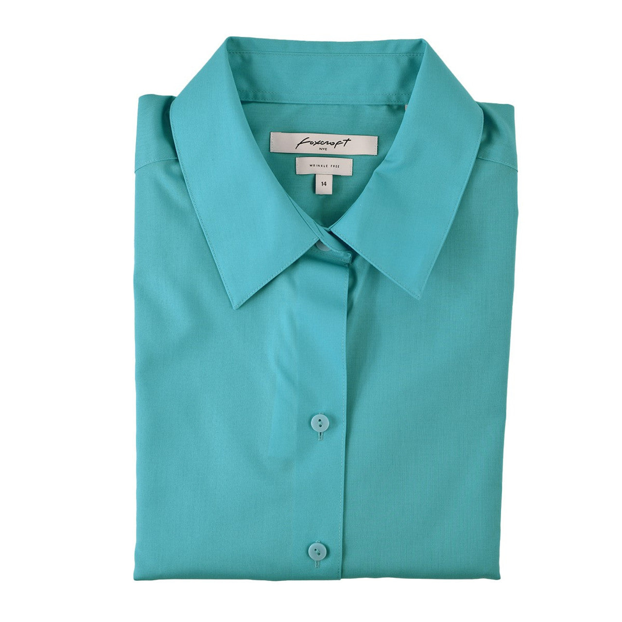 Foxcroft 3/4 Sleeve CVC Solid Classic Island Blue (105106