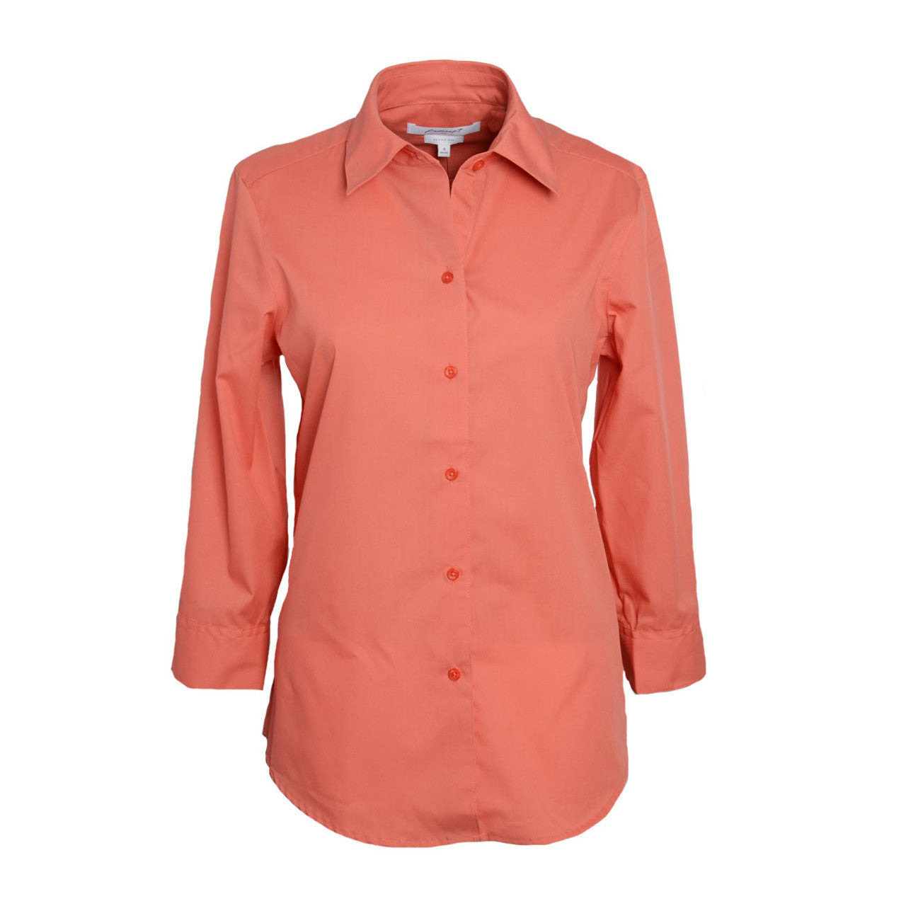 Foxcroft 3/4 Sleeve Solid CVC Sunset Coral Shirt (105106)