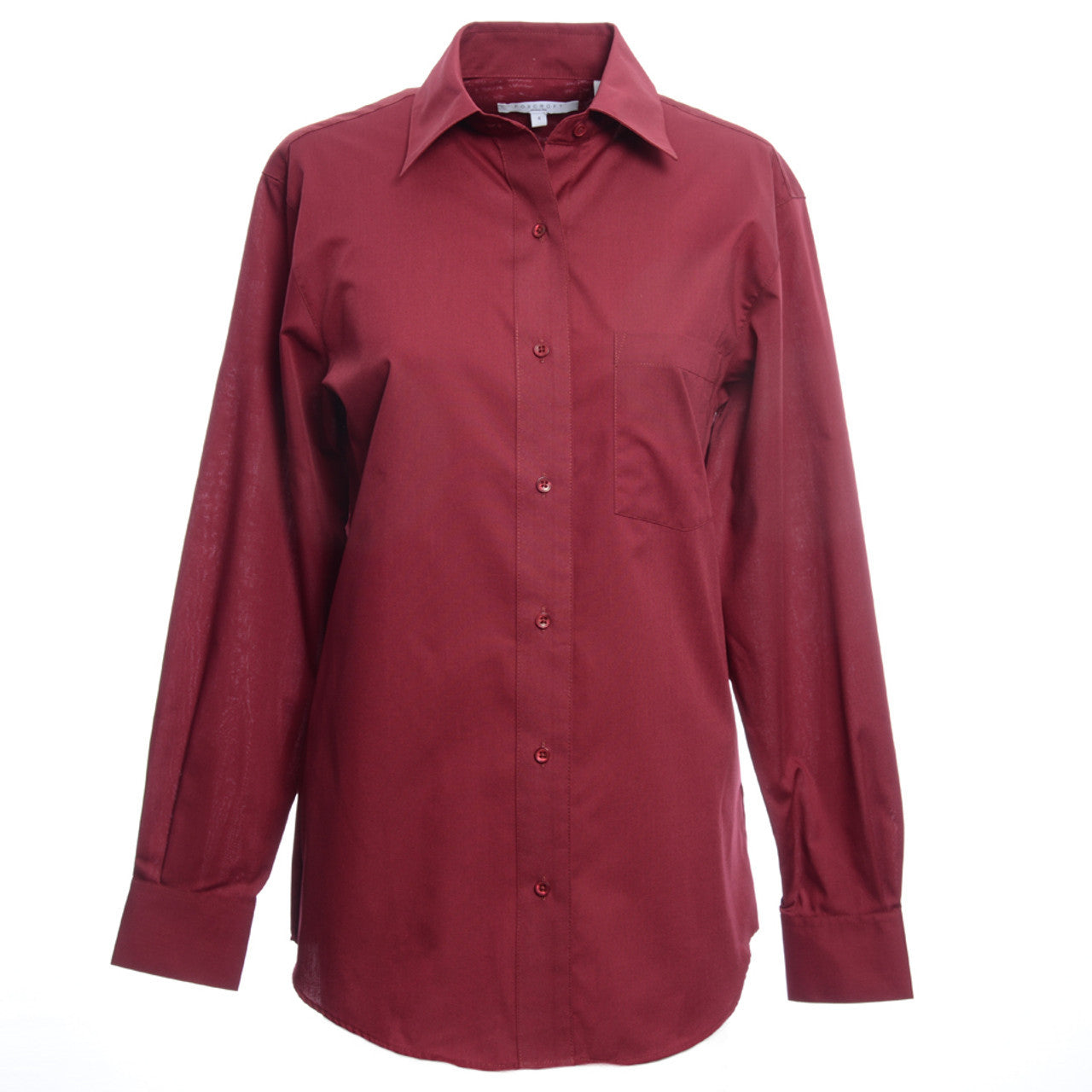 Foxcroft Long Sleeve CVC Solid Black Cherry Shirt (105105)