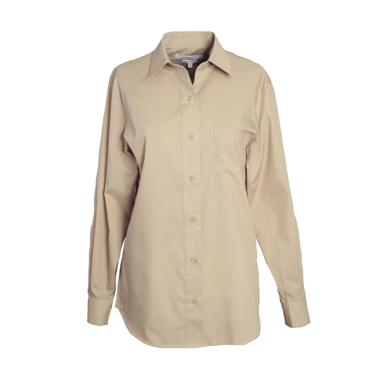 Foxcroft Long Sleeve CVC Solid Khaki Shirt (105105)