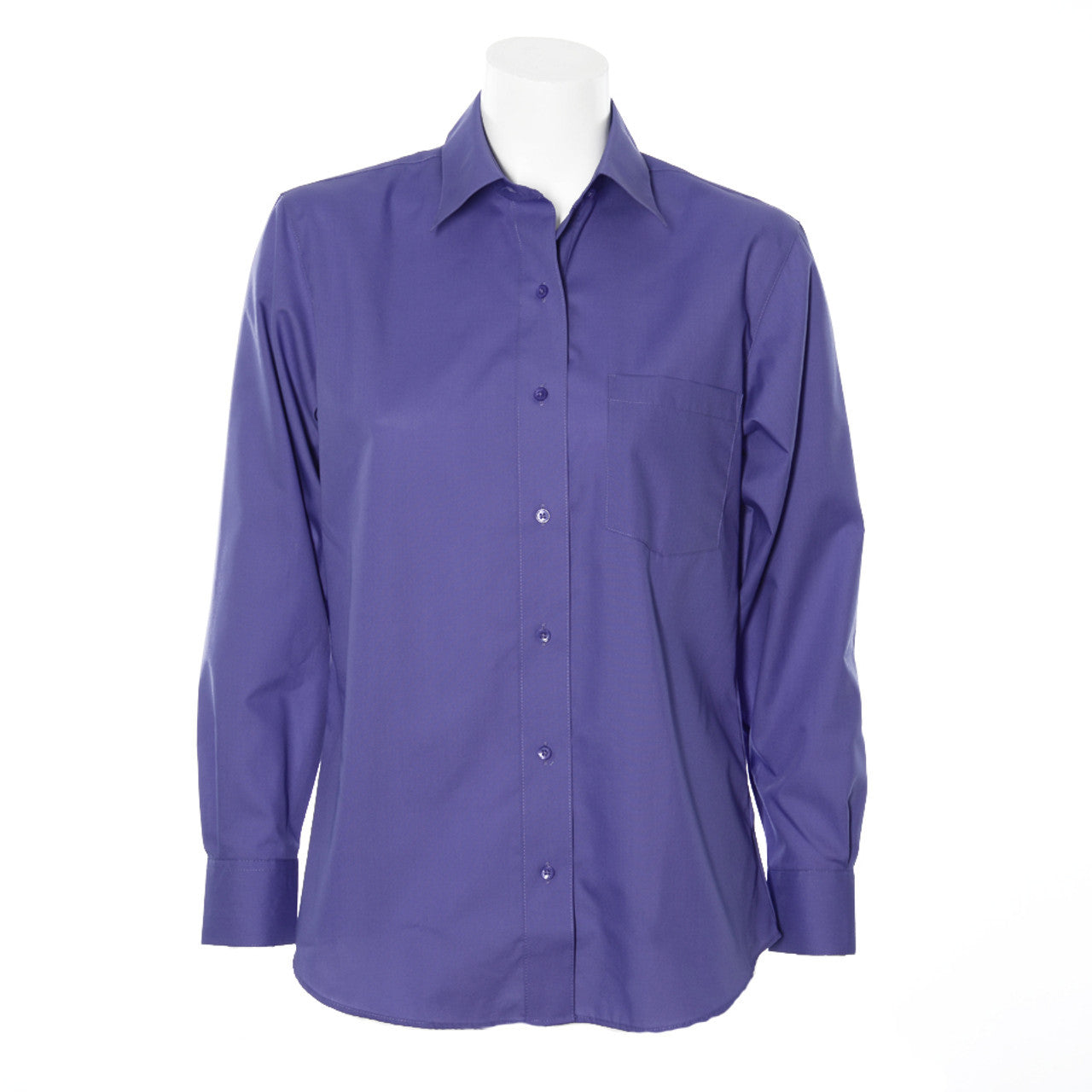 Foxcroft Long Sleeve CVC Solid Midnight Purple Shirt (105105)
