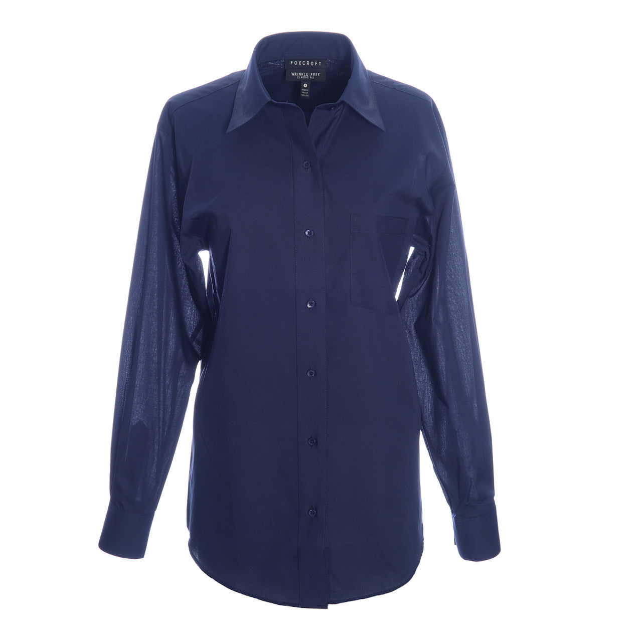 Foxcroft Long Sleeve CVC Solid Classic Navy Shirt (105105