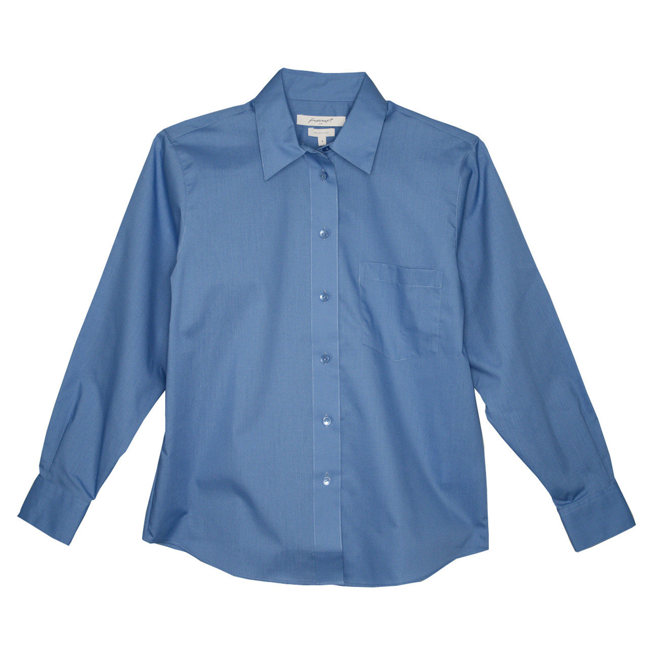 Foxcroft Long Sleeve CVC Solid Soft Indigo Shirt (105105)