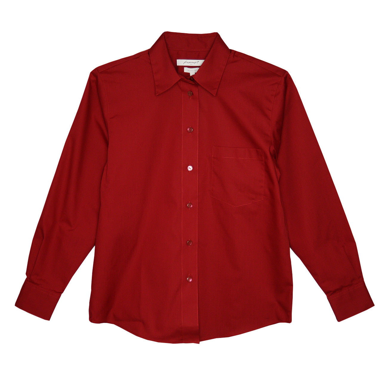 Foxcroft Long Sleeve CVC Solid Ruby Shirt (105105)