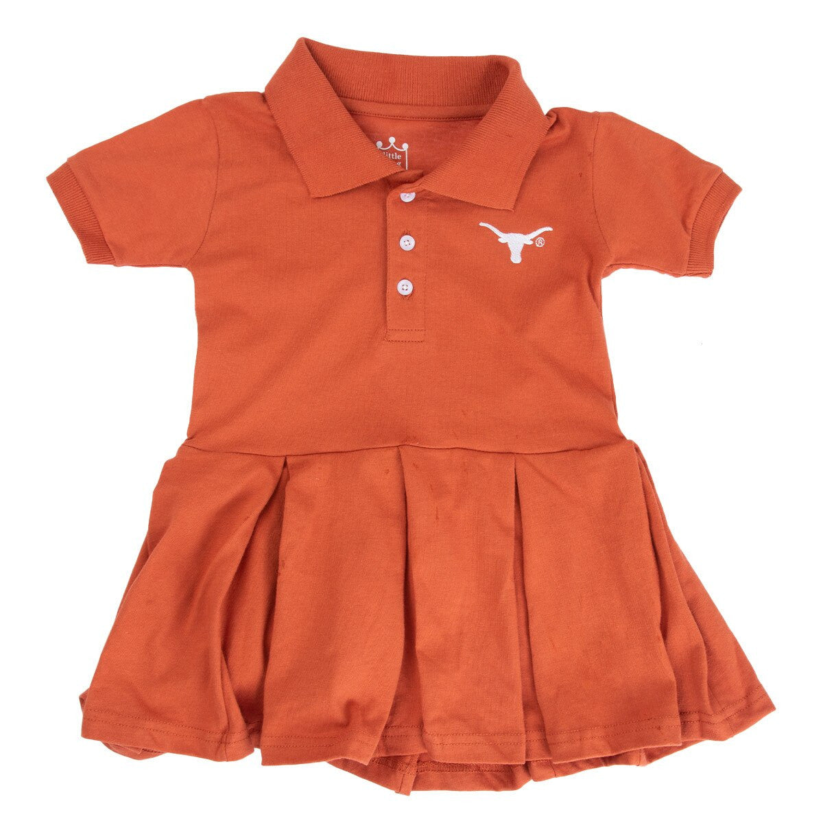 burnt orange infant dress Texas Longhorn Polo (Size: 6 Mo) White Mini Dress – Add a dash of Color:CHAMPAGNE LEOPARD karako suits sale