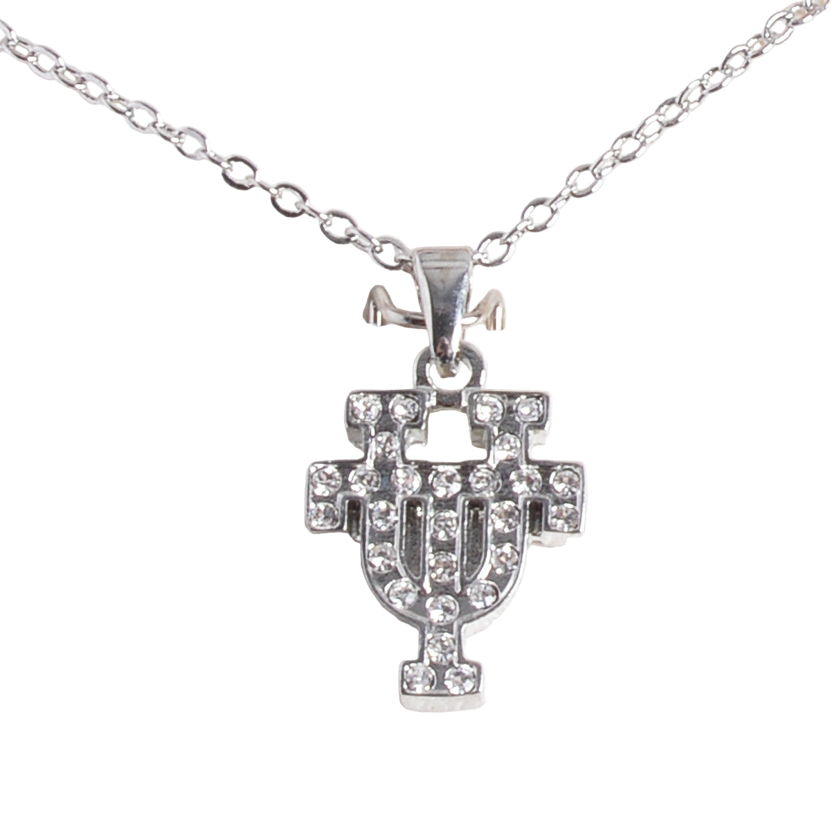 Texas Longhorn Rhodium Crystal UT Pendant (S45704)