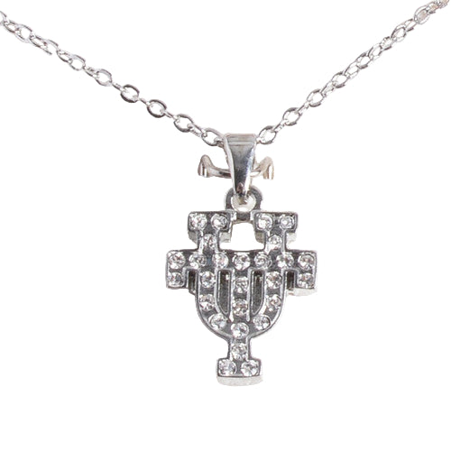 Texas Longhorn Rhodium Crystal UT Pendant (S45704)