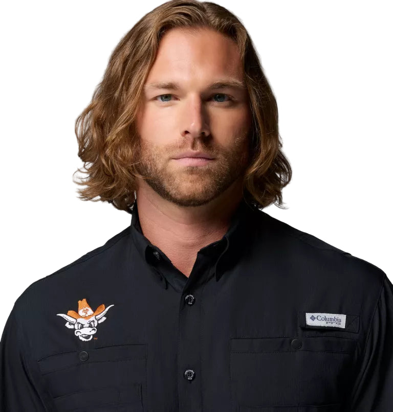 Texas Longhorn Columbia Tamiami Vault Short Sleeve Shirt (BLK)