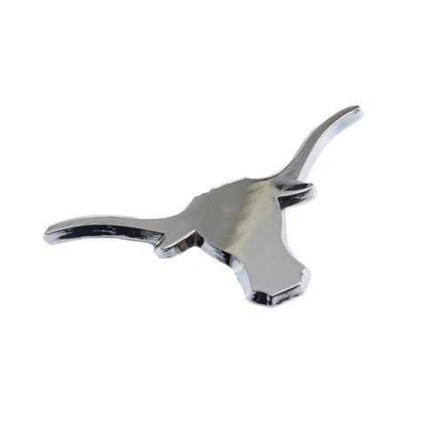 Texas Longhorn Silver Logo Auto Vehicle Chrome  Emblem (VHSS)