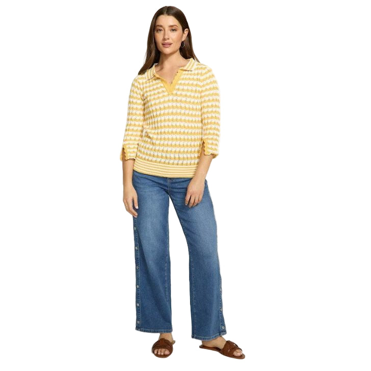 FDJ French Dressing Yellow Stripe Polo Sweater