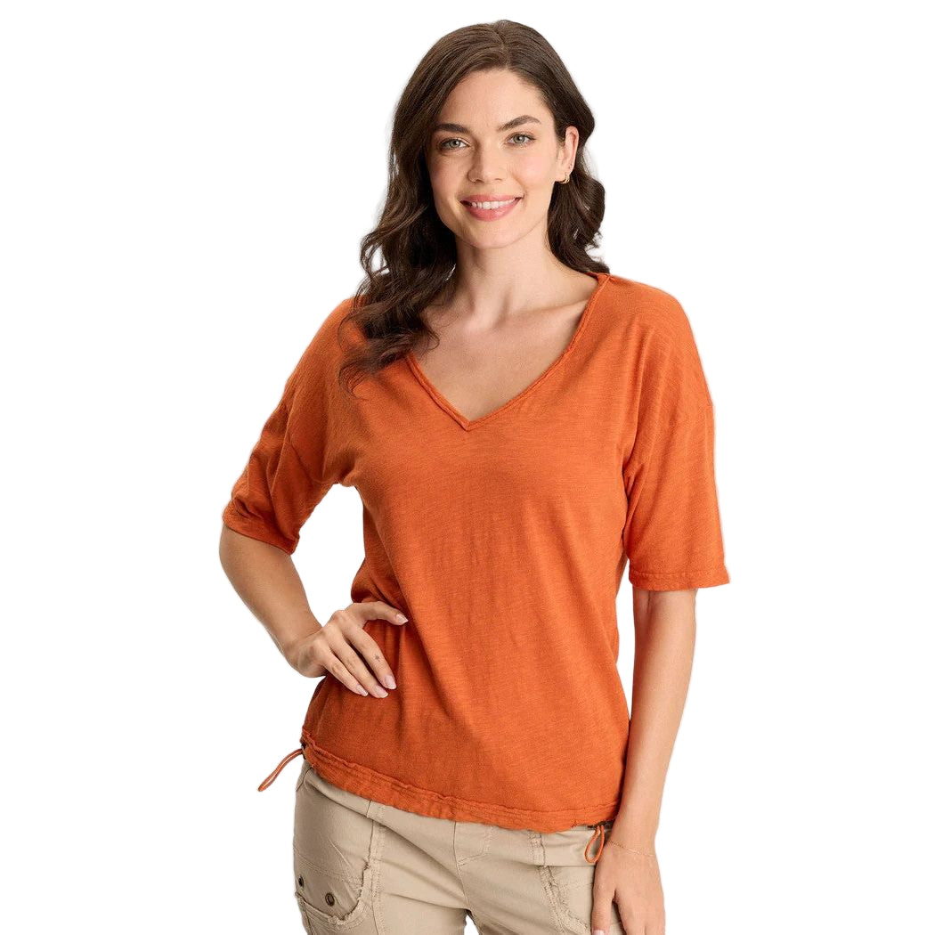 XCVI Rajni V-Neck Cinchable Hem Tee (ORLE)
