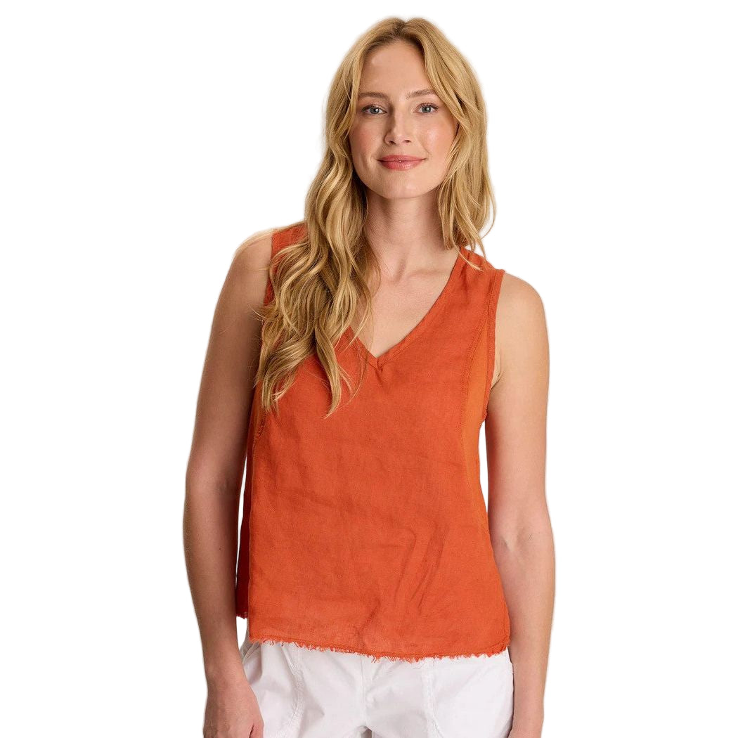 XCVI Estine Linen Raw Edged Hem Tank (ORLE)
