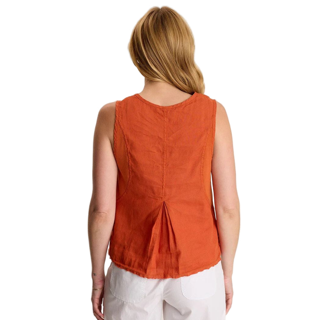 XCVI Estine Linen Raw Edged Hem Tank (ORLE)