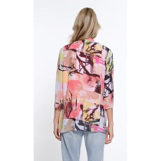 Multiples Flare Sleeve Drapey Open Front Jacket