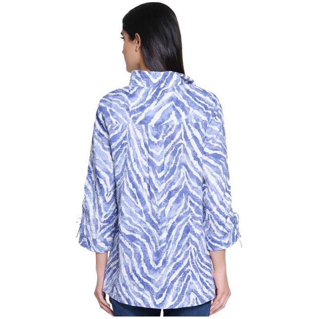 John Mark Embroidered Print Button Front Top