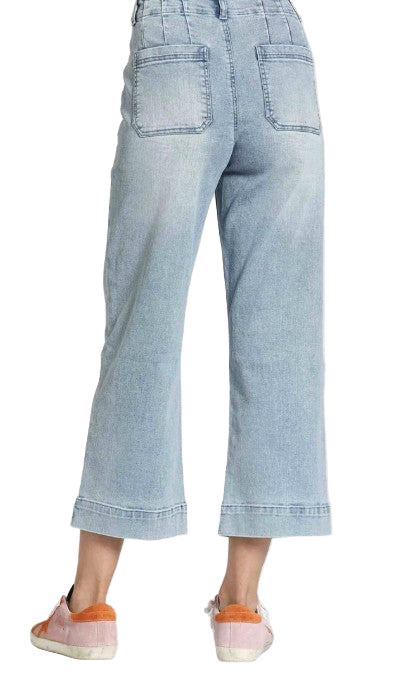 APNY Cropped Wide Leg Light Indigo Jeans (B168)