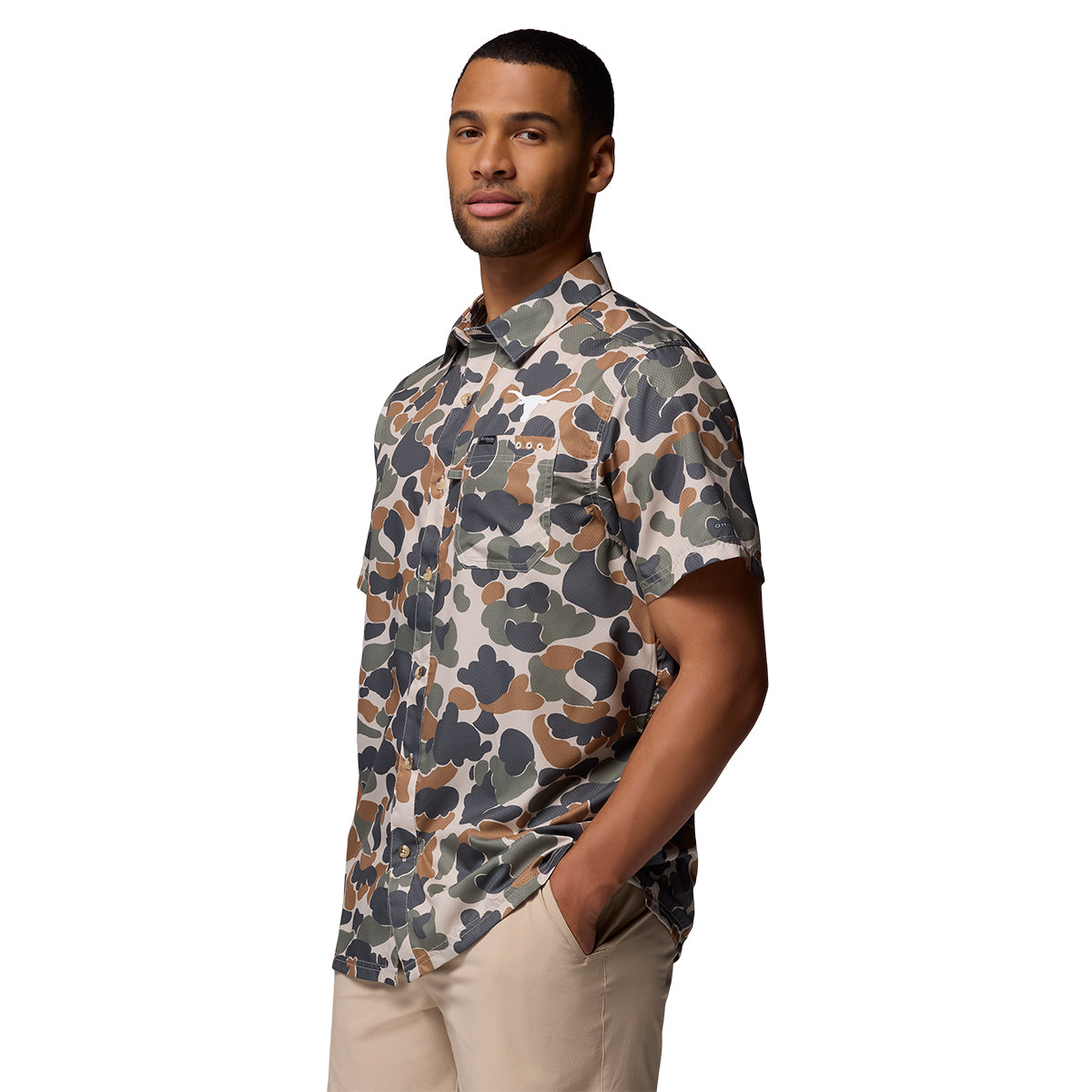 Texas Longhorn Columbia Super Slack Tide Deltahunter Camo Shirt