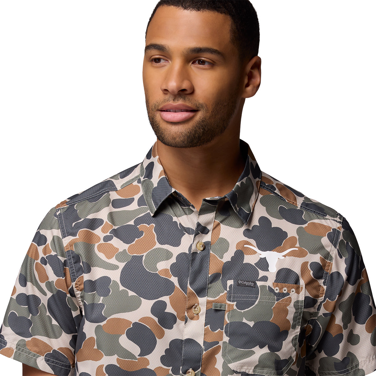 Texas Longhorn Columbia Super Slack Tide Deltahunter Camo Shirt