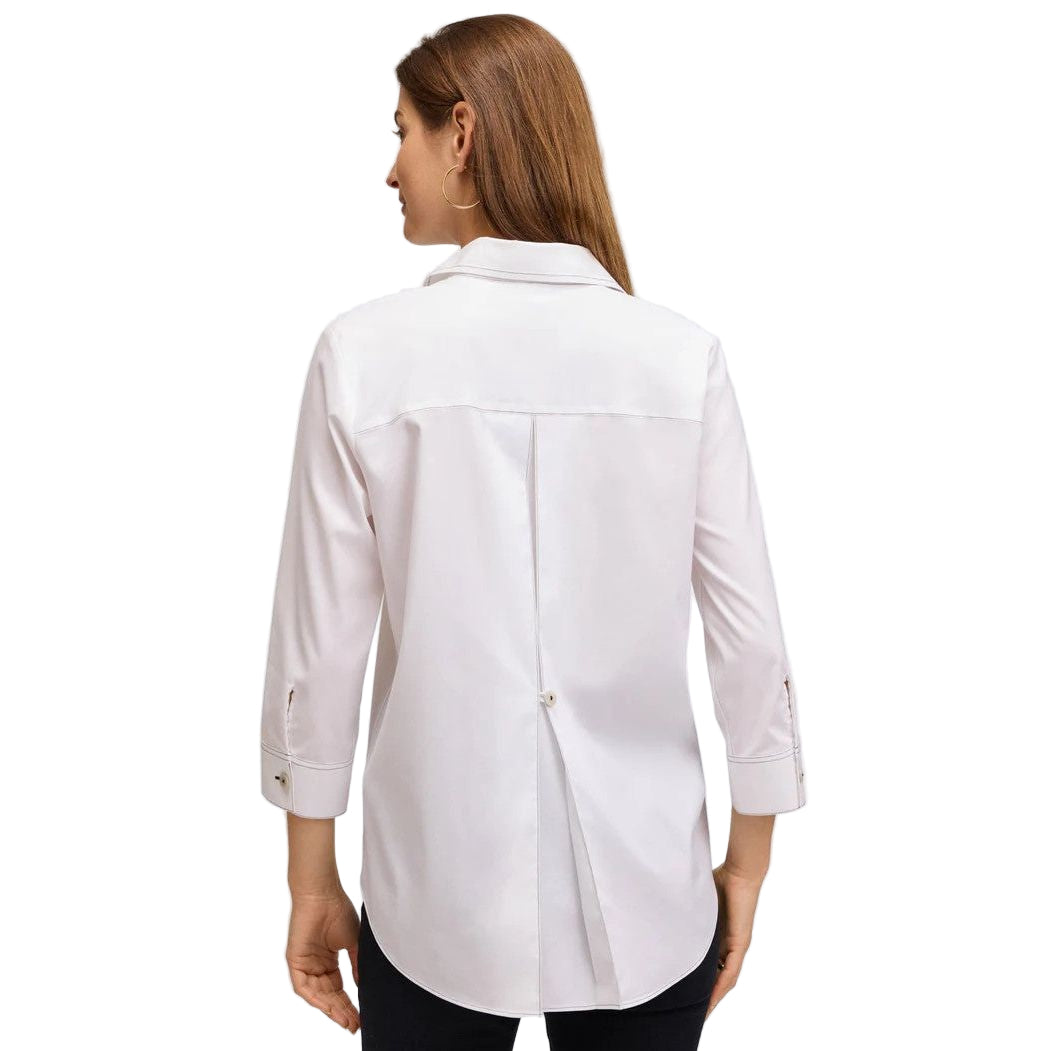 Foxcroft Kelly Solid White Contrast Stitch Stretch Shirt