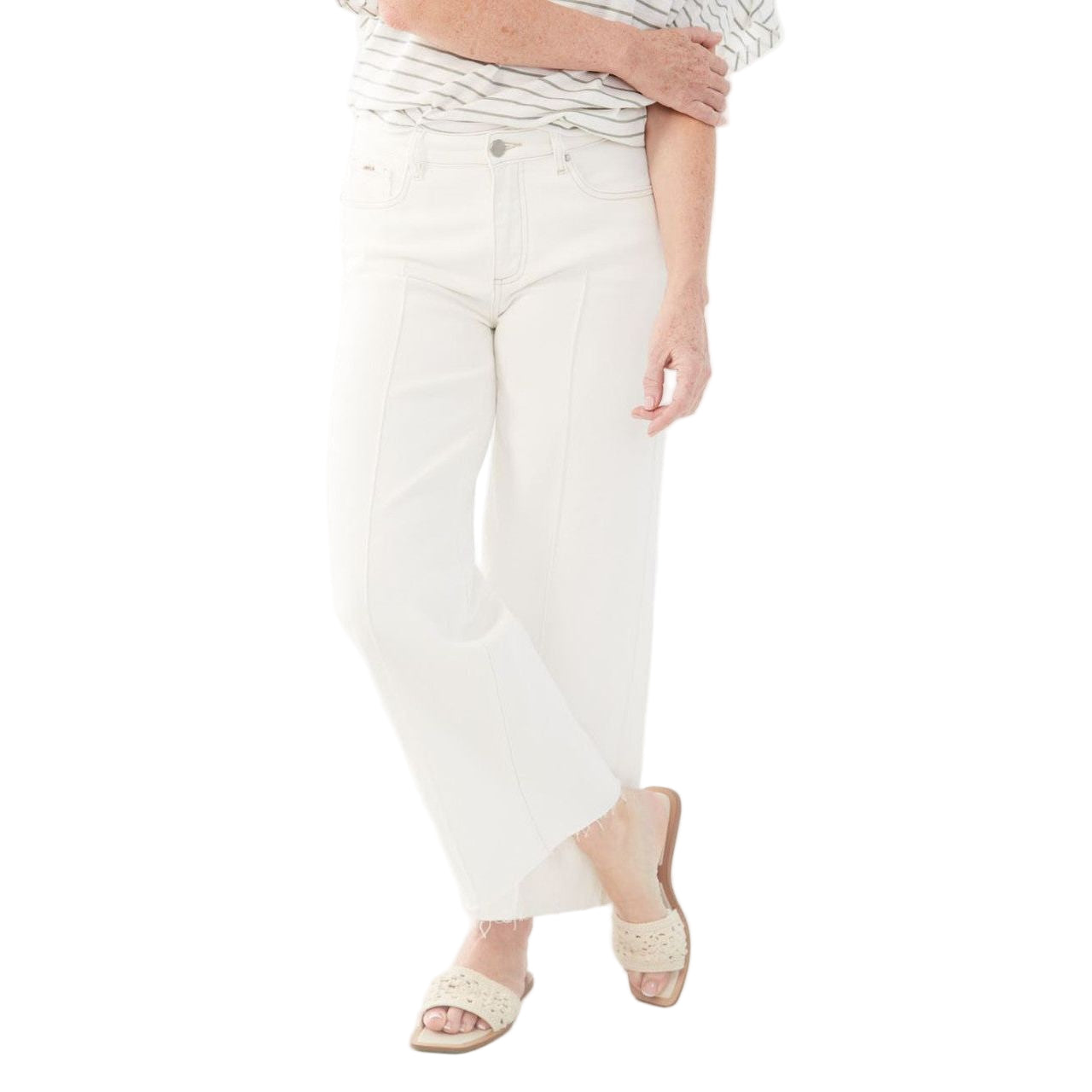 FDJ French Dressing Olivia Pintuck Wide Leg Ankle Jeans (2201948) IVORY