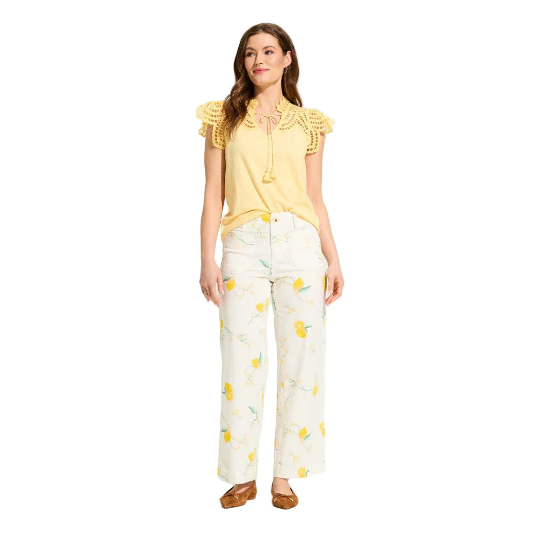 FDJ French Dressing Olivia Lemon Print Wide Leg Ankle Pant