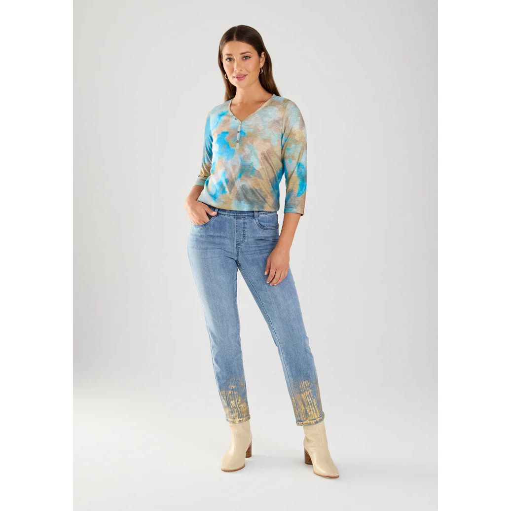 FDJ French Dressing Foil Print Detail Pull-On Pencil Ankle Jeans