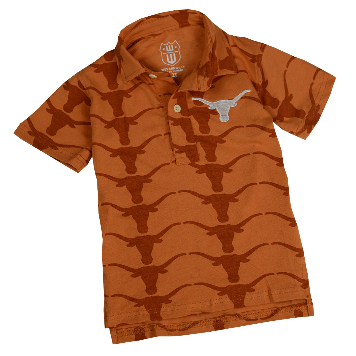 Texas Longhorn Wes & Willy Toddler All Over Longhorn Logos Polo (2339TEX)(Borange)