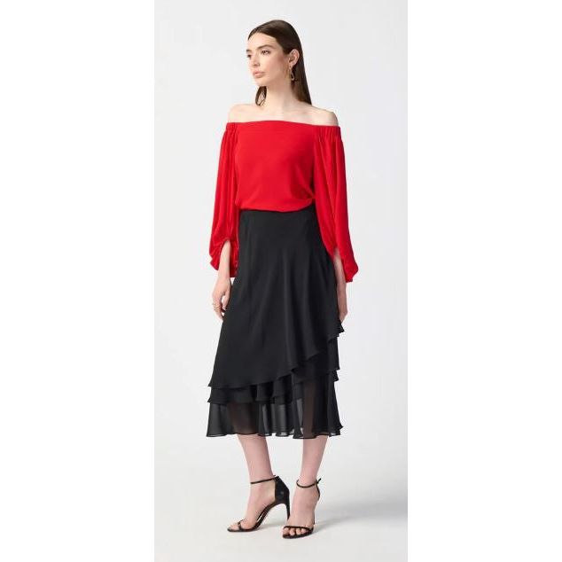 Joseph Ribkoff Layered Chiffon Skirt (241232-11) BLK