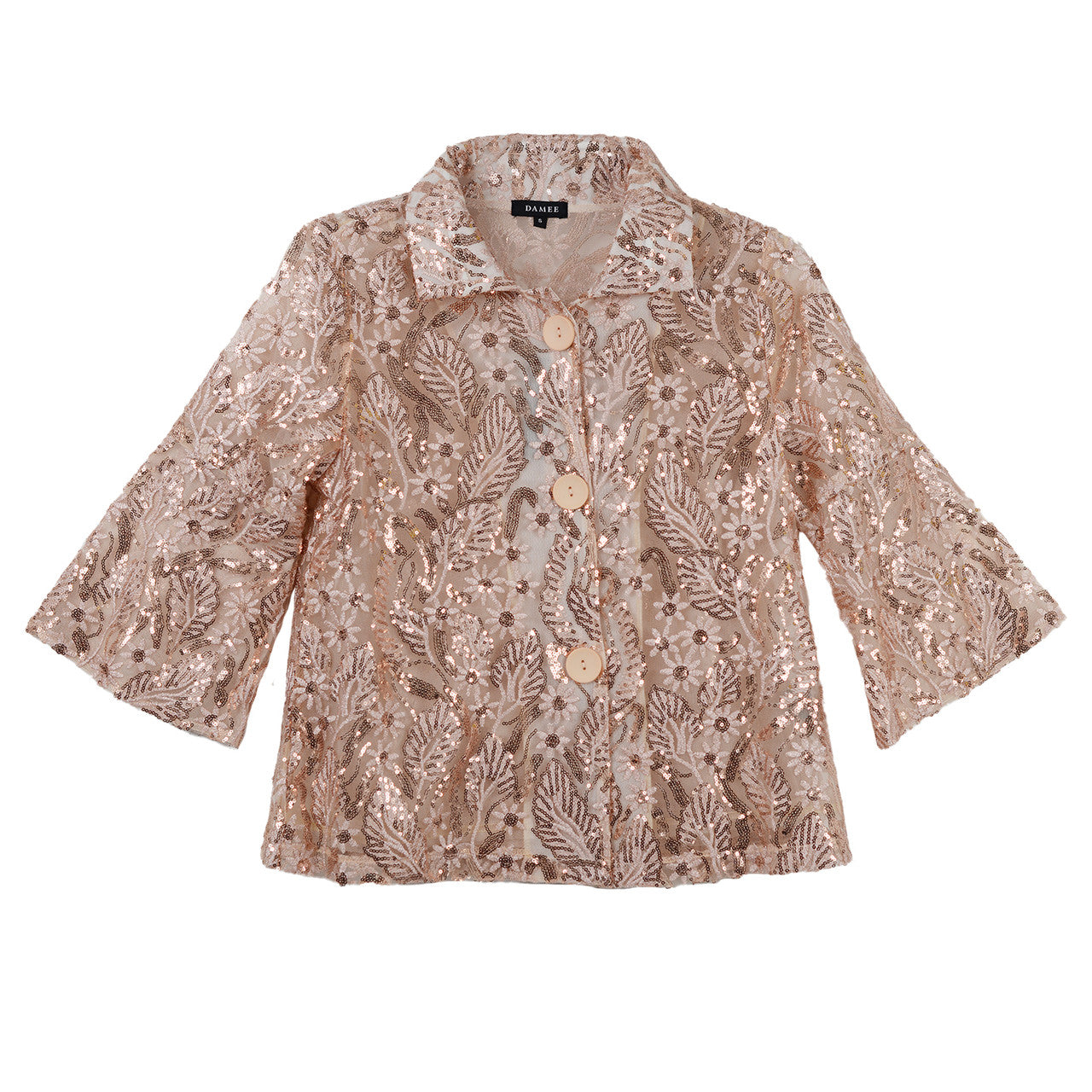 Damee Rosegold Sequin Embroidered Jacket