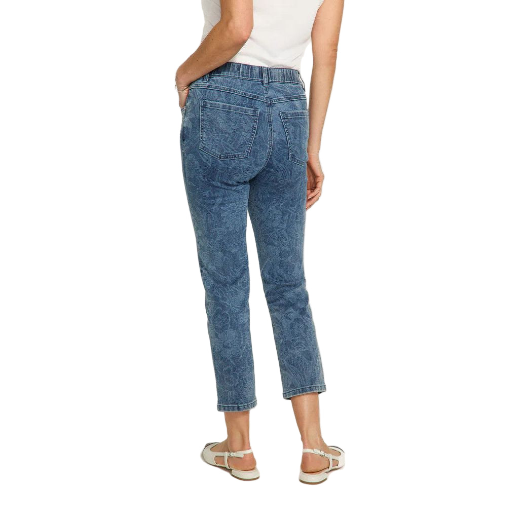 FDJ French Dressing Floral Jacquard Print Pull-On Straight Crop Jeans