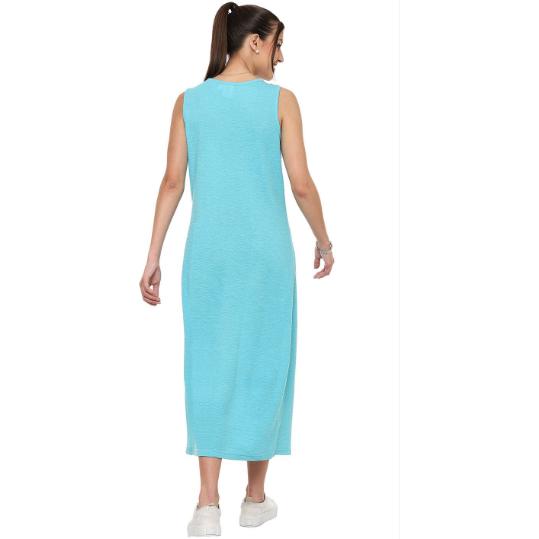Parsley & Sage Frida Solid Aqua Long Dress (24T50D)
