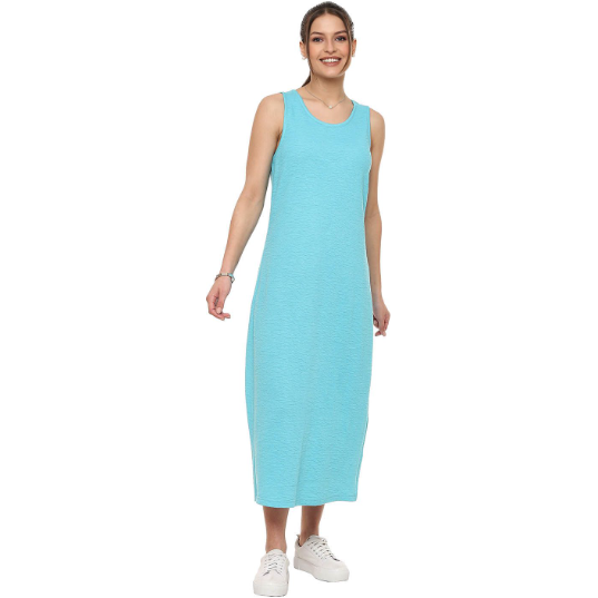 Parsley & Sage Frida Solid Aqua Long Dress (24T50D)
