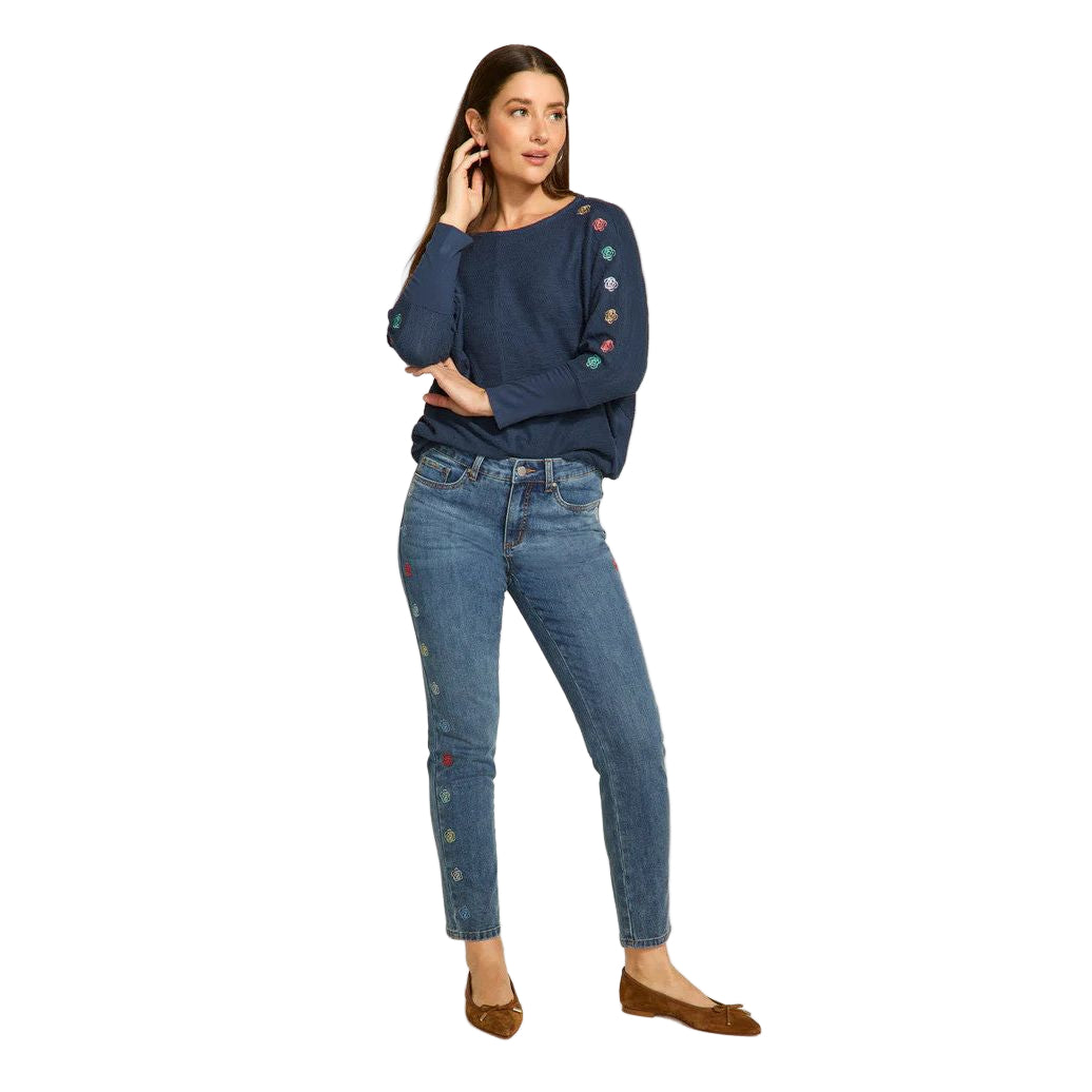 FDJ French Dressing Olivia Floral Side Embroidery Pencil Ankle Jeans