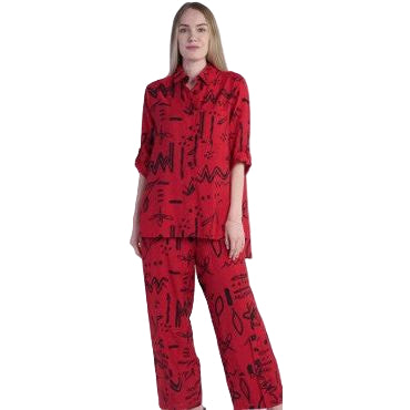 Shana Black Print Detail Pant