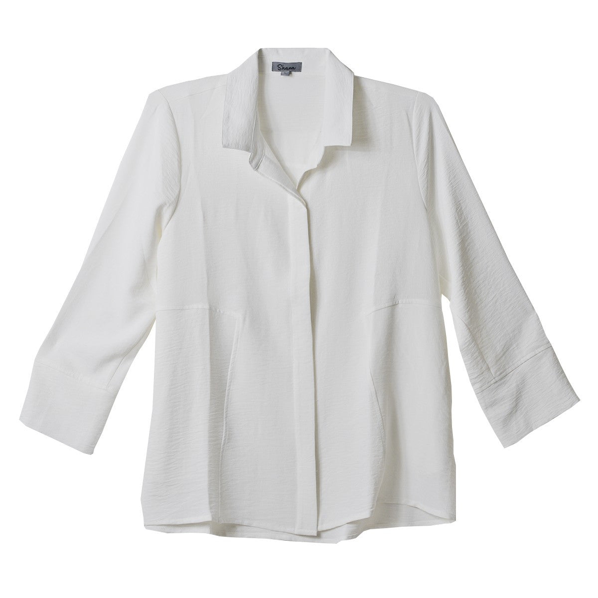 Shana Airflow Side Pockets Solid White Shirt