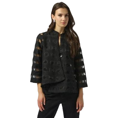 Joseph Ribkoff Burnout Grid Black Jacket