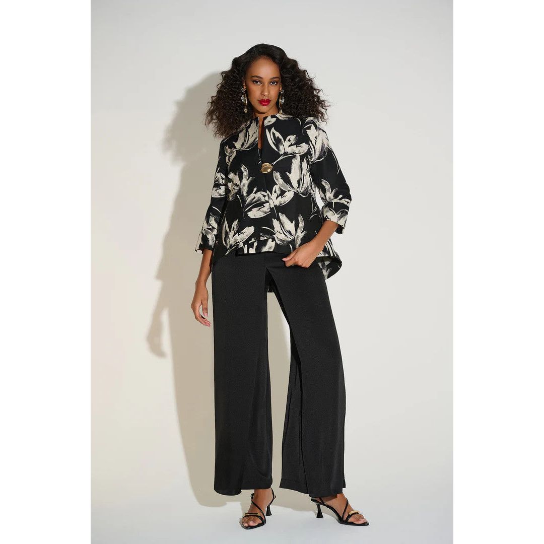 Joseph Ribkoff Print Hi-Low Jacket (BLK/IVRY)