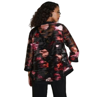 Joseph Ribkoff Burnout Floral Print Black Jacket