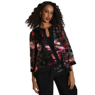 Joseph Ribkoff Burnout Floral Print Black Jacket