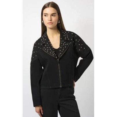 Joseph Ribkoff Zip Front Stud Detail Stretch Jacket (BLK)
