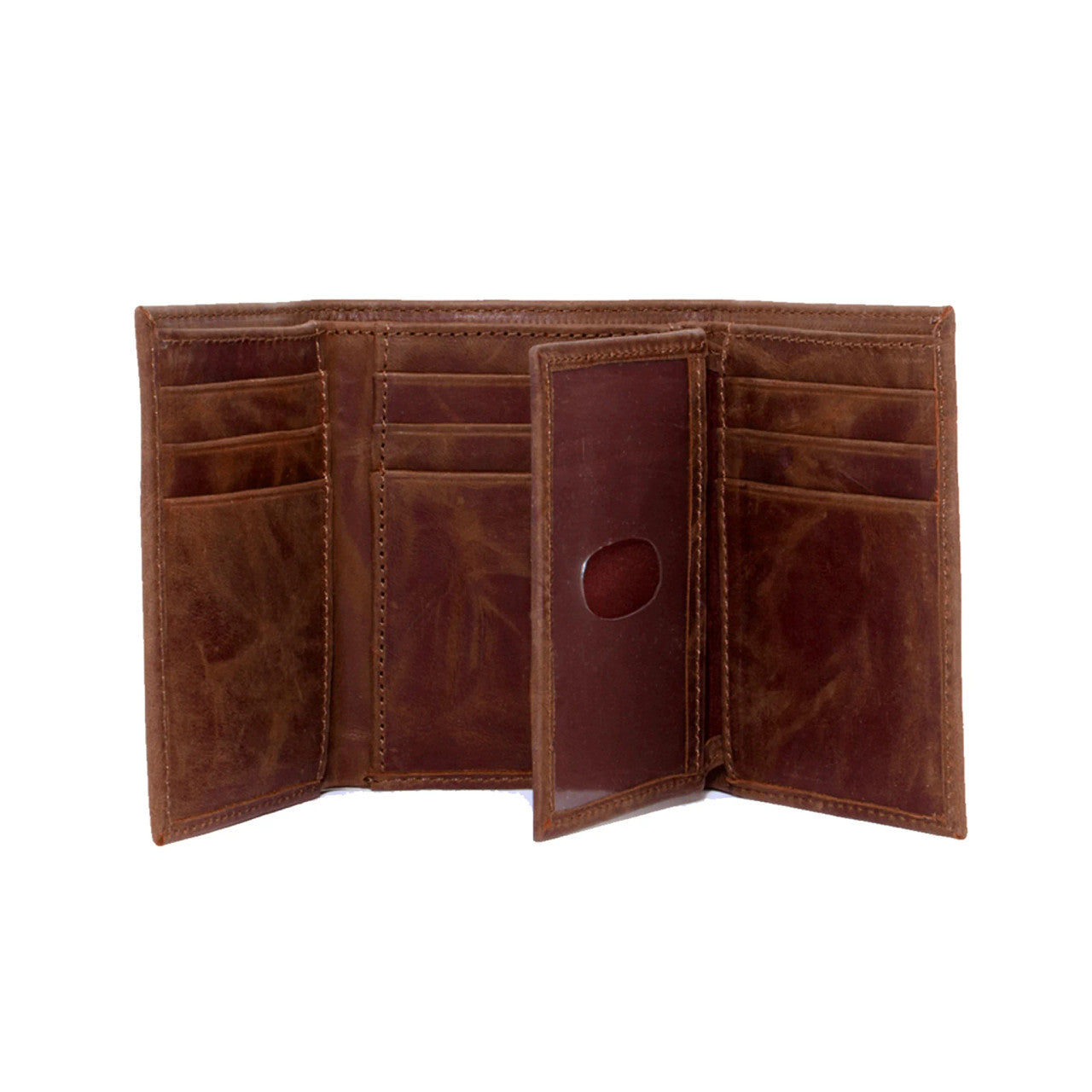 Texas Longhorn Brown Trifold Leather Wallet (2571)