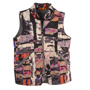Shana Printed Double Zipper Puffer Vest (BLK/MULTI)