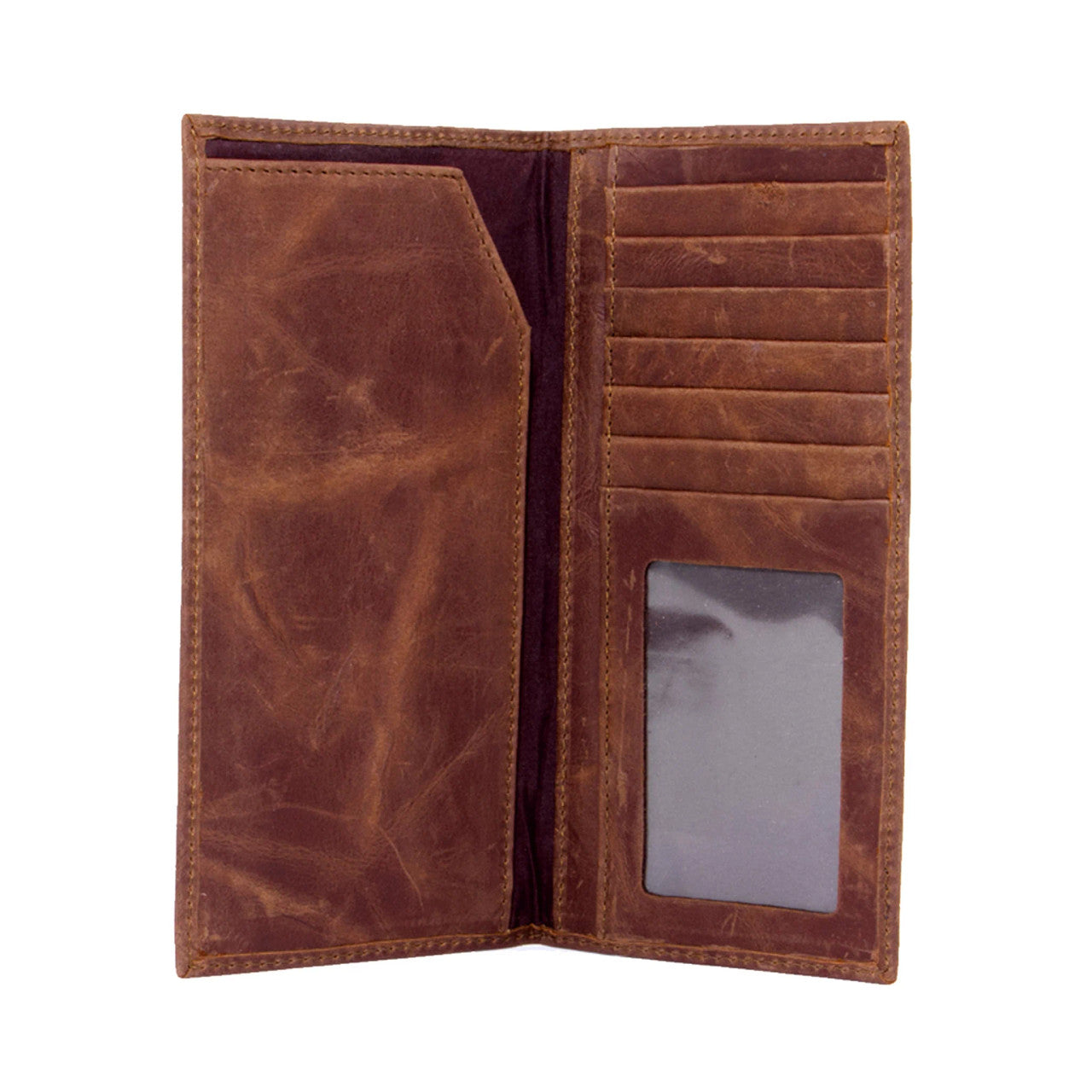 Texas Longhorn Brown Leather Secretary Wallet (2572)