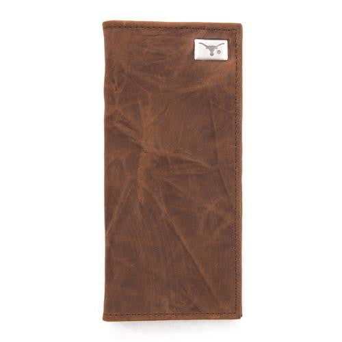 Texas Longhorn Brown Leather Secretary Wallet (2572)