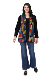 Parsley & Sage Edith Geo-Multi Print /Solid Reversible Vest