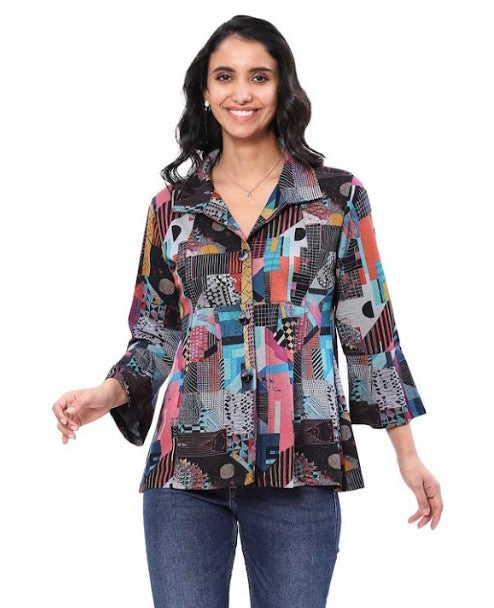 Parsley & Sage Mamie Flare Shirt (BLK/MULTI)
