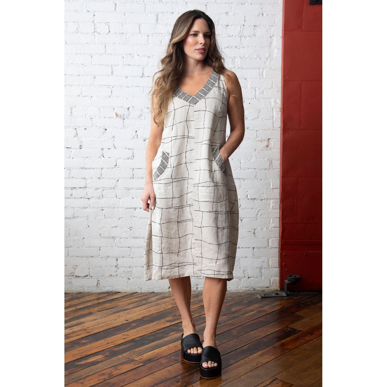 Olivia by Habitat Linen Grid Print Museum Dress (2 Colors) SuePatrick.com Olivia by Habitat Linen Grid Print Museum Dress (2 Colors) SuePatrick.com