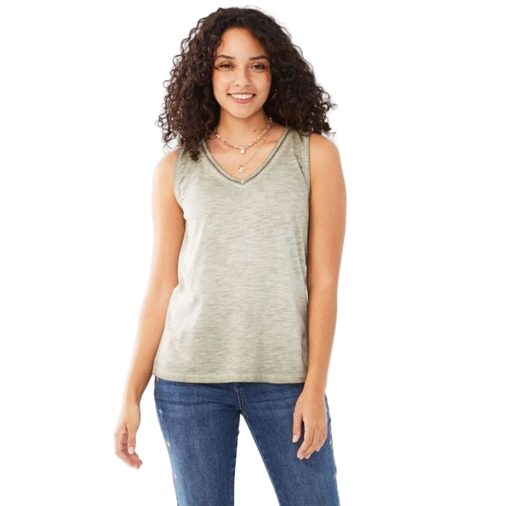 FDJ Sleeveless V Neck Top | Flamingo Pink + Lagoon Blue