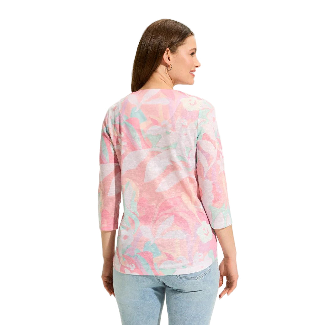 FDJ French Dressing Floral Camo Notch Neck Top